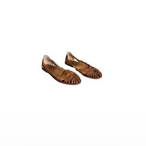 Apache Boho Brown Woven Leather Flats - Women’s Size 10